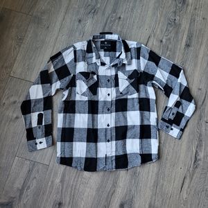 Shouthouse Flannel Shirt Black & White {XL}